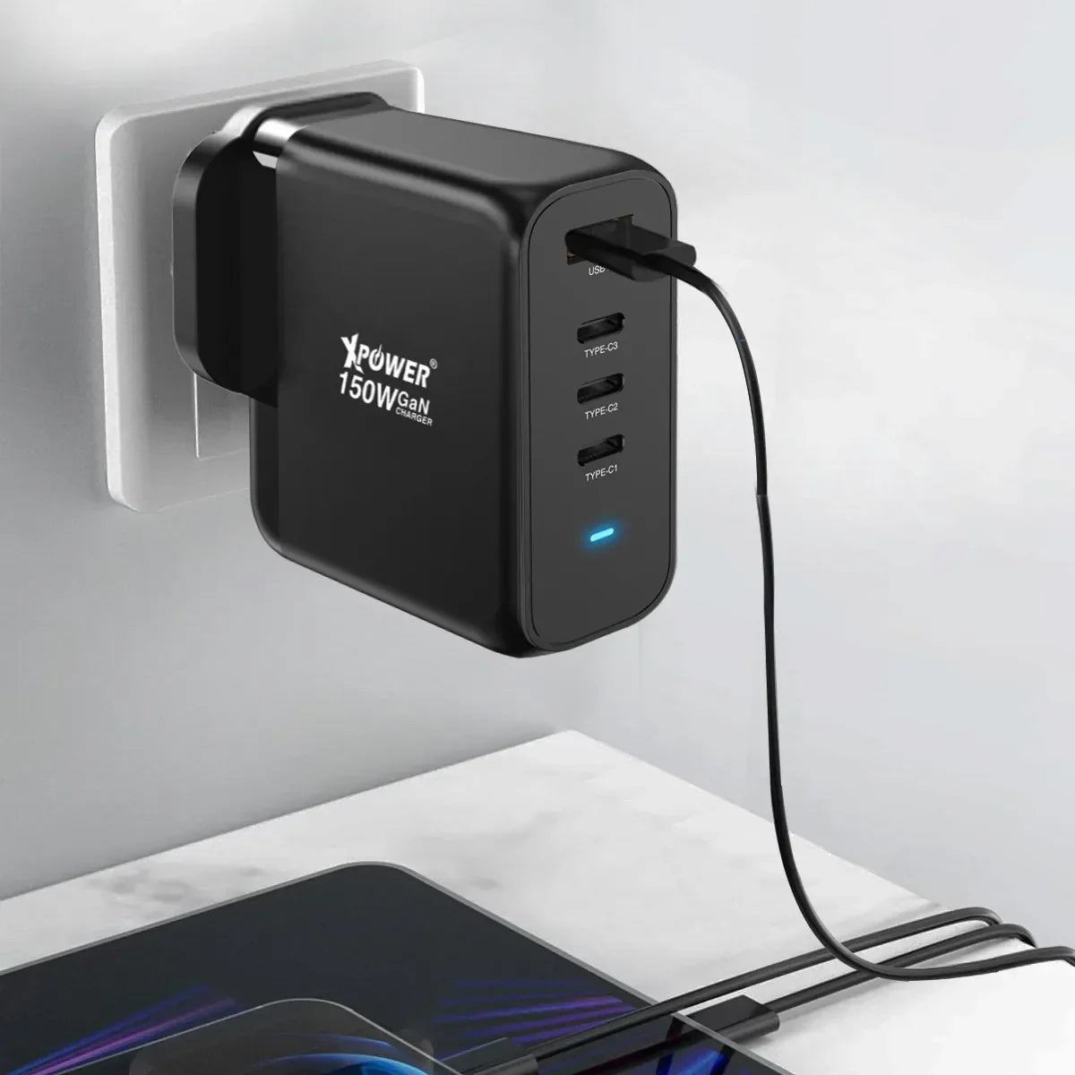 XPower 150W 4 Output GaN Wall Charger - Black XPower 150W 4 Output GaN Wall Charger - Black